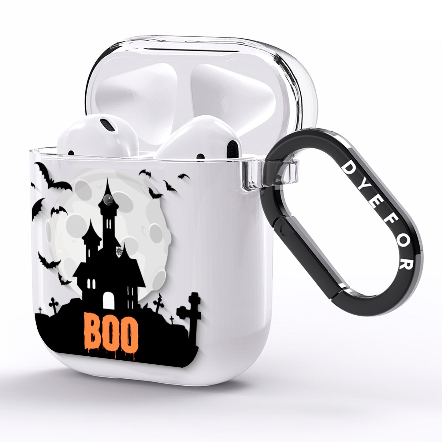 Boo Gothic Black Halloween AirPods Clear Case Side Image