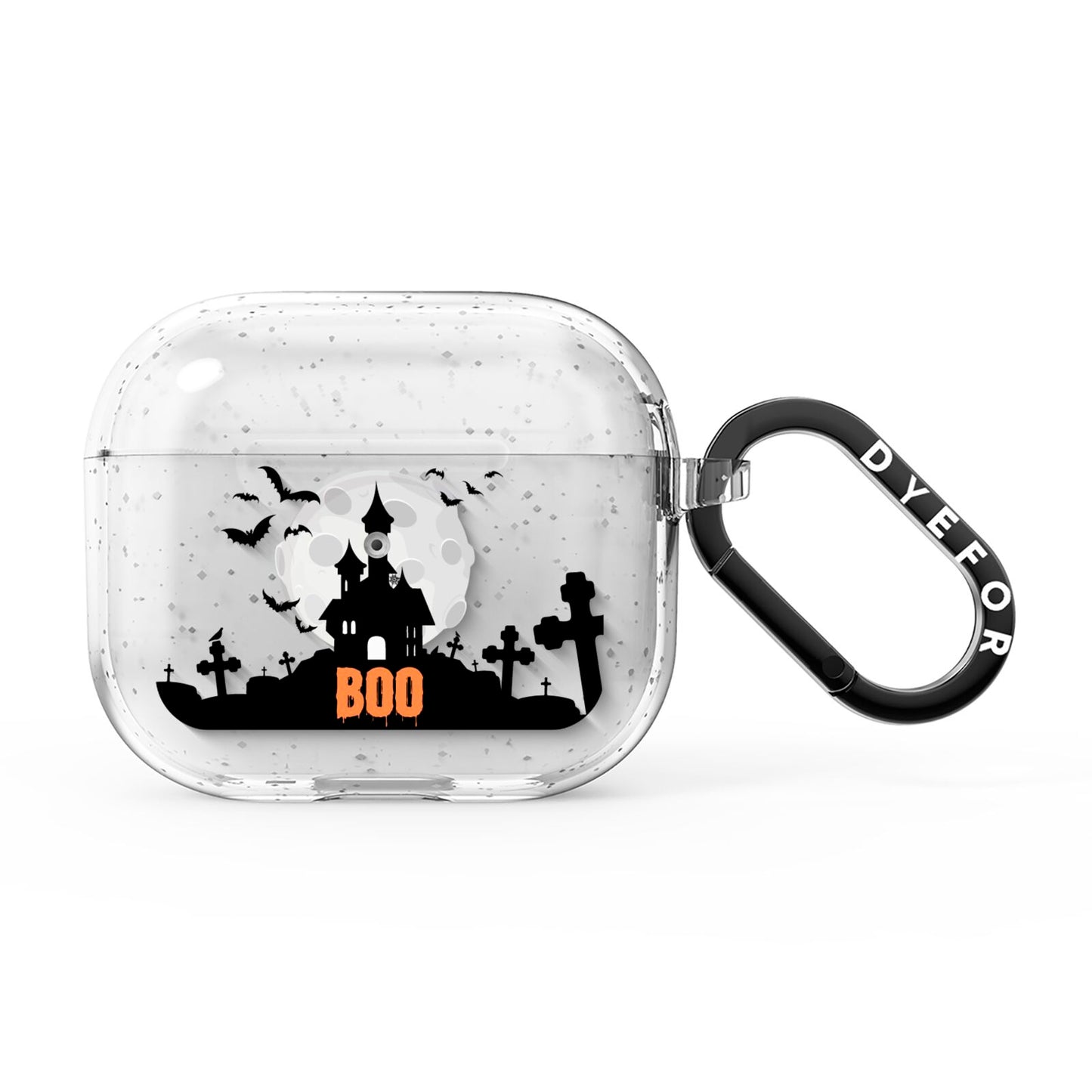 Boo Gothic Black Halloween AirPods Glitter Case 3rd Gen