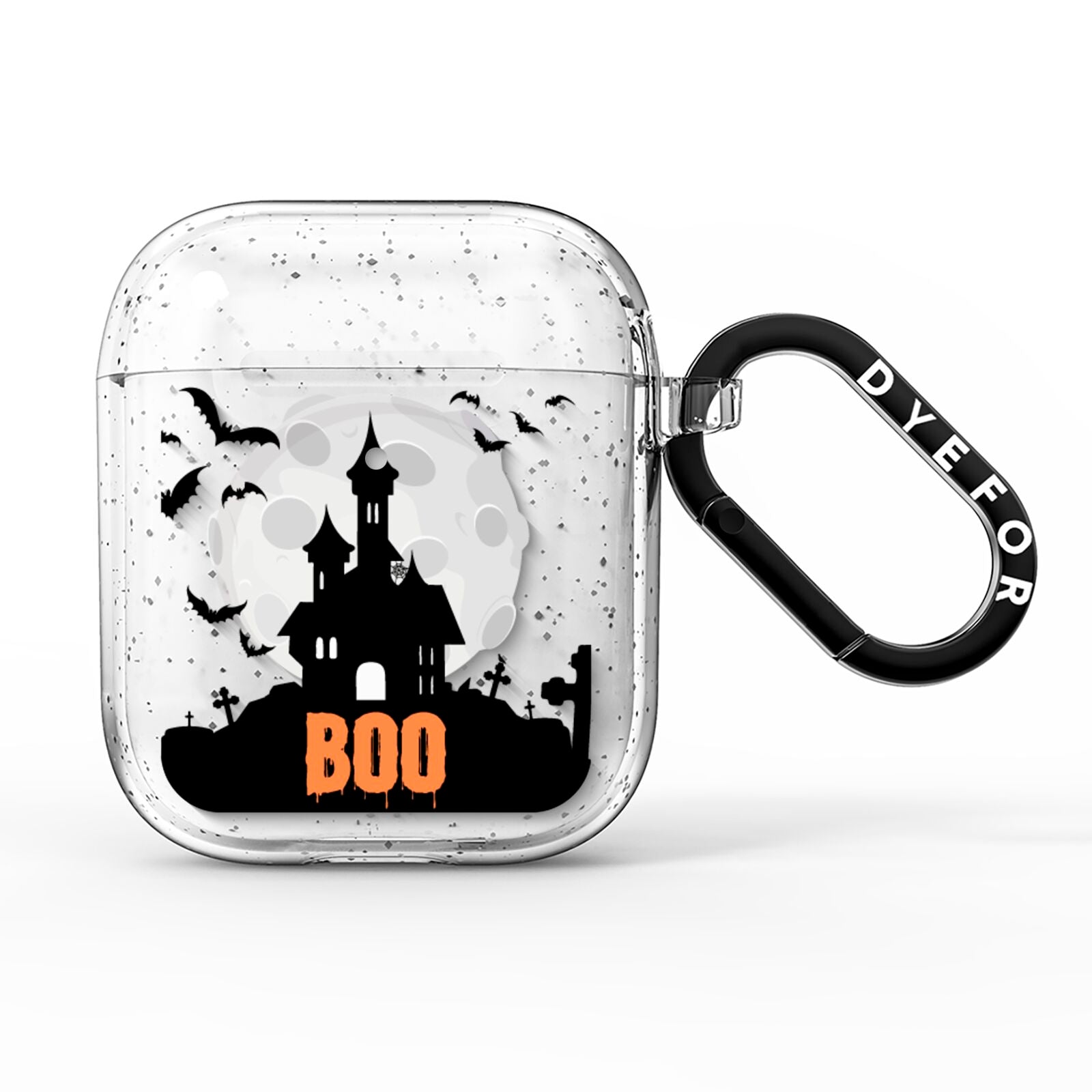 Boo Gothic Black Halloween AirPods Glitter Case