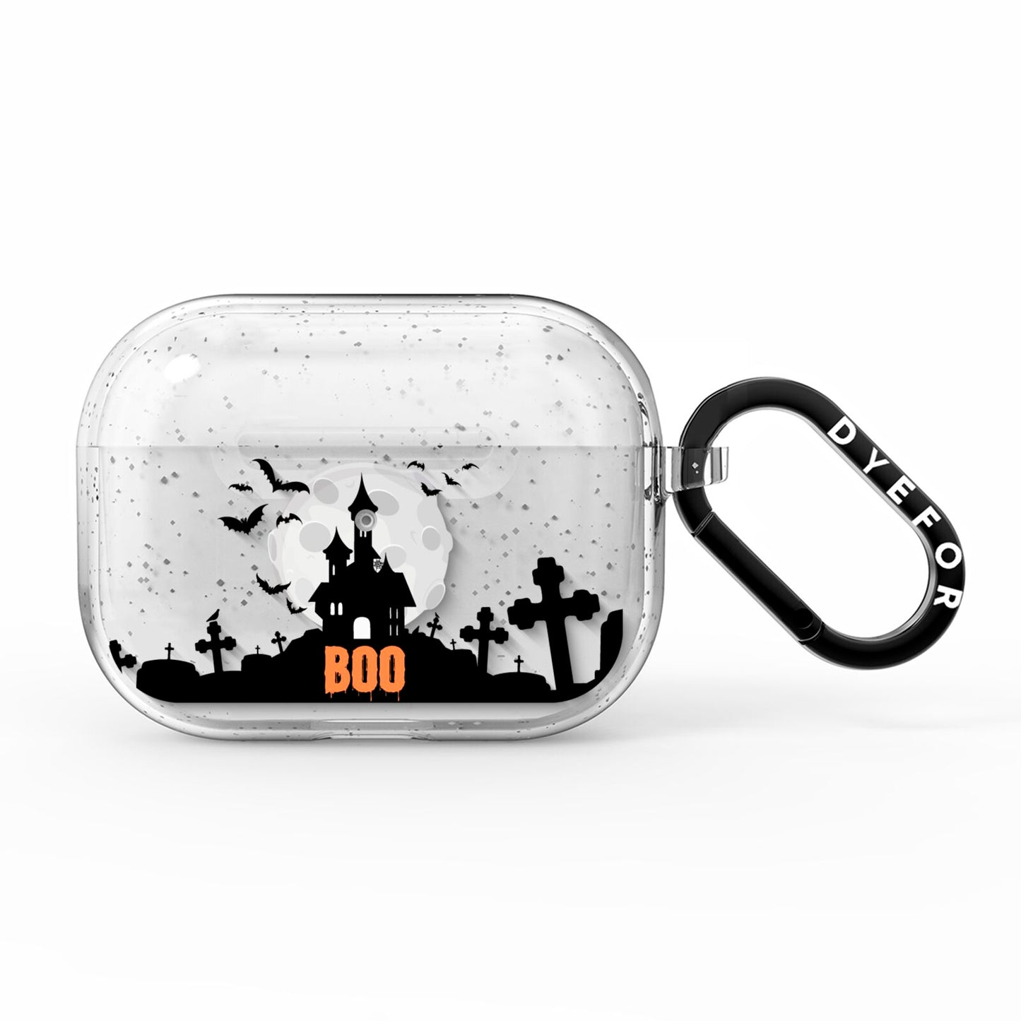 Boo Gothic Black Halloween AirPods Pro Glitter Case