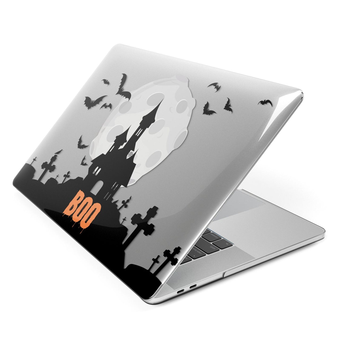 Boo Gothic Black Halloween Apple MacBook Case Side View