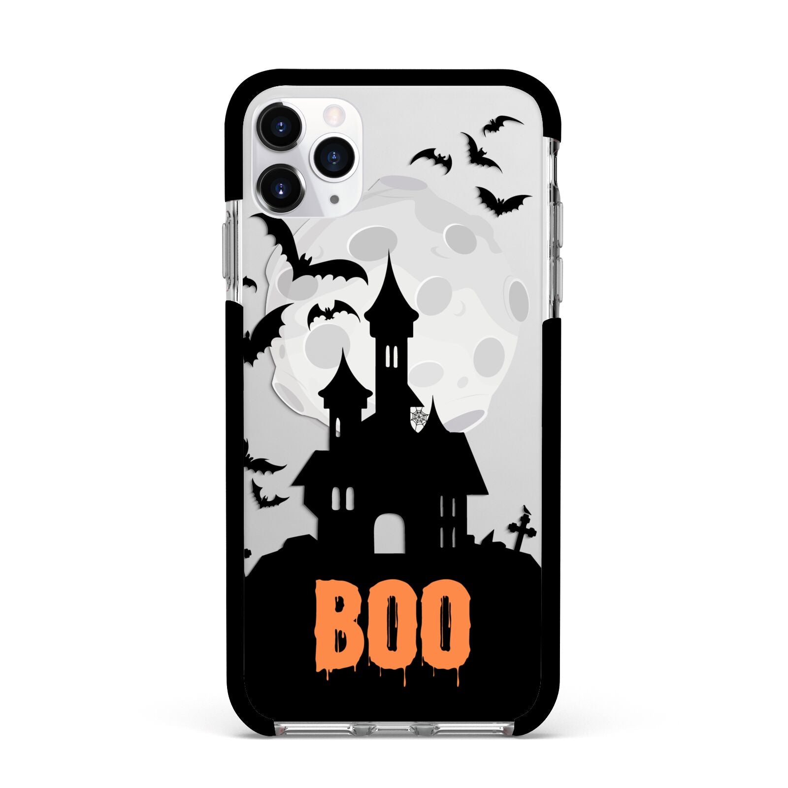 Boo Gothic Black Halloween Apple iPhone 11 Pro Max in Silver with Black Impact Case