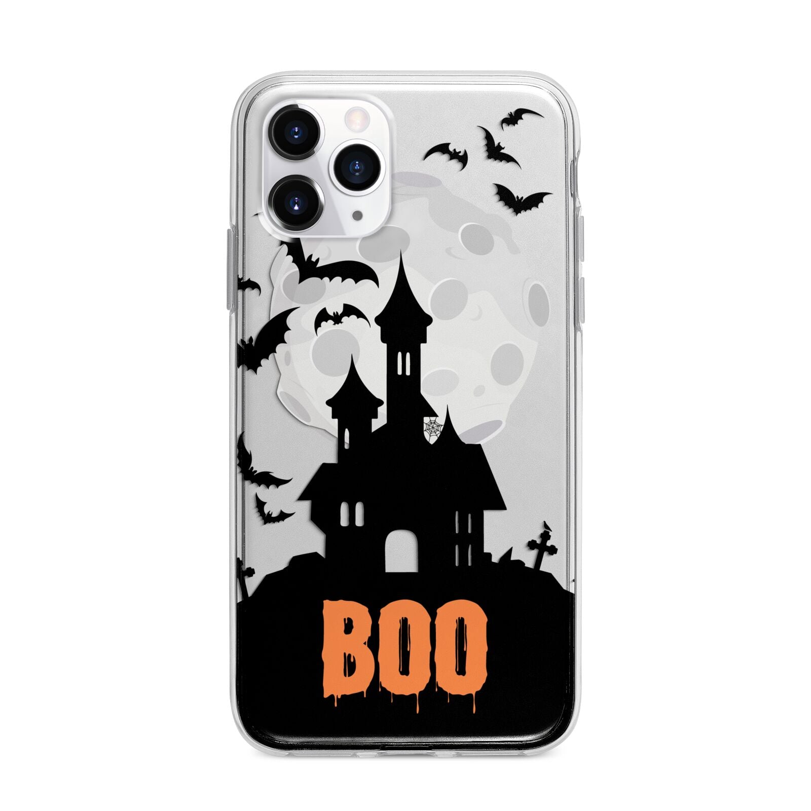 Boo Gothic Black Halloween Apple iPhone 11 Pro Max in Silver with Bumper Case