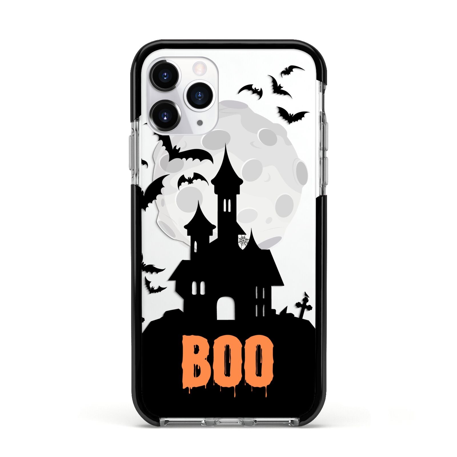 Boo Gothic Black Halloween Apple iPhone 11 Pro in Silver with Black Impact Case