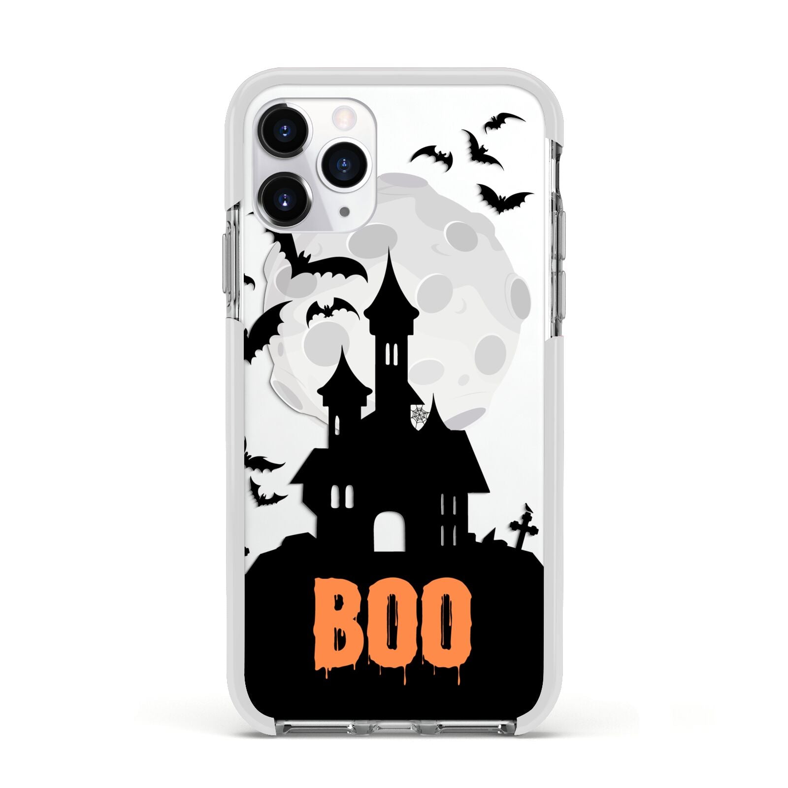 Boo Gothic Black Halloween Apple iPhone 11 Pro in Silver with White Impact Case