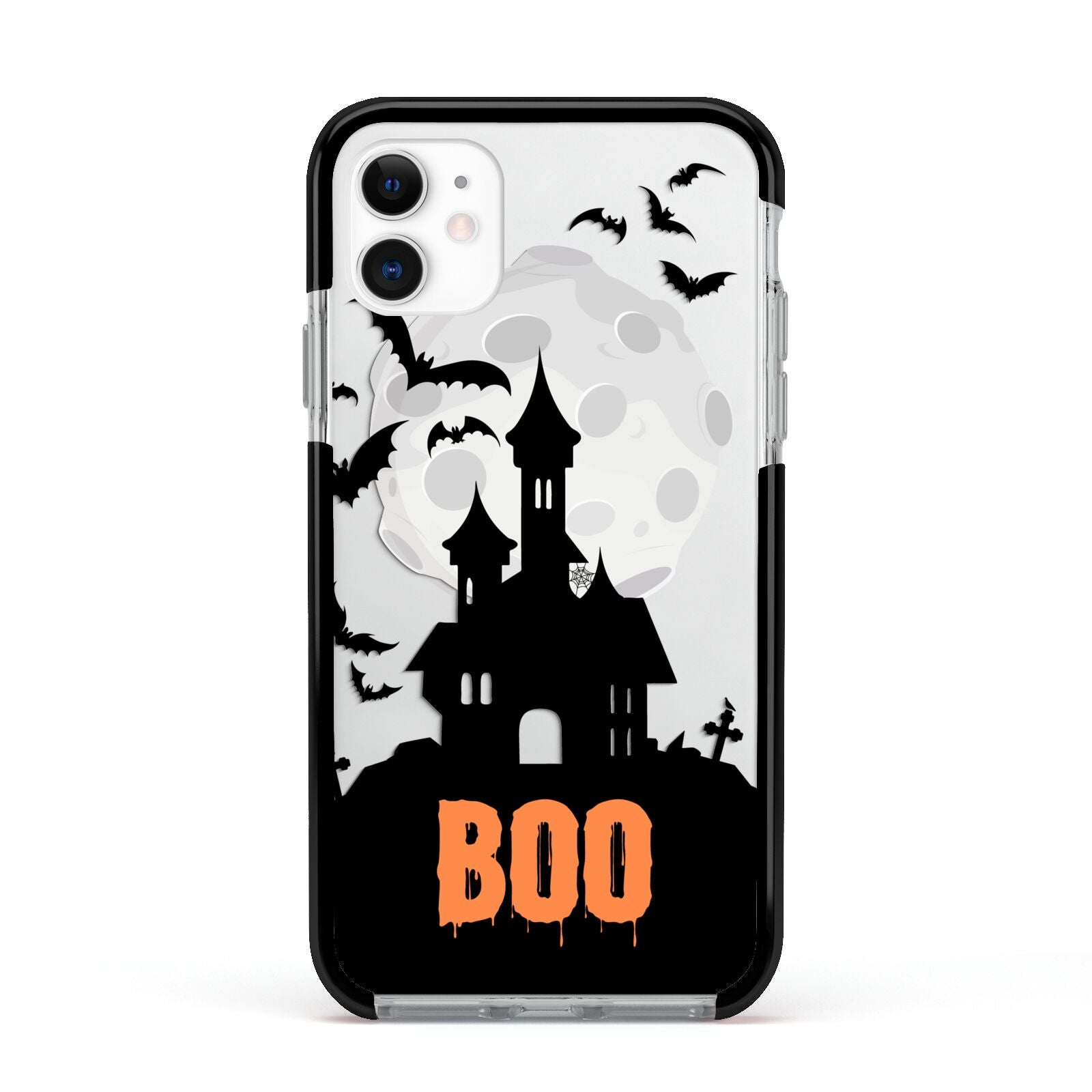 Boo Gothic Black Halloween Apple iPhone 11 in White with Black Impact Case