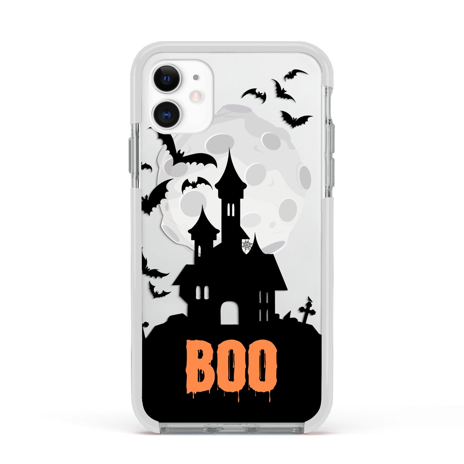 Boo Gothic Black Halloween Apple iPhone 11 in White with White Impact Case