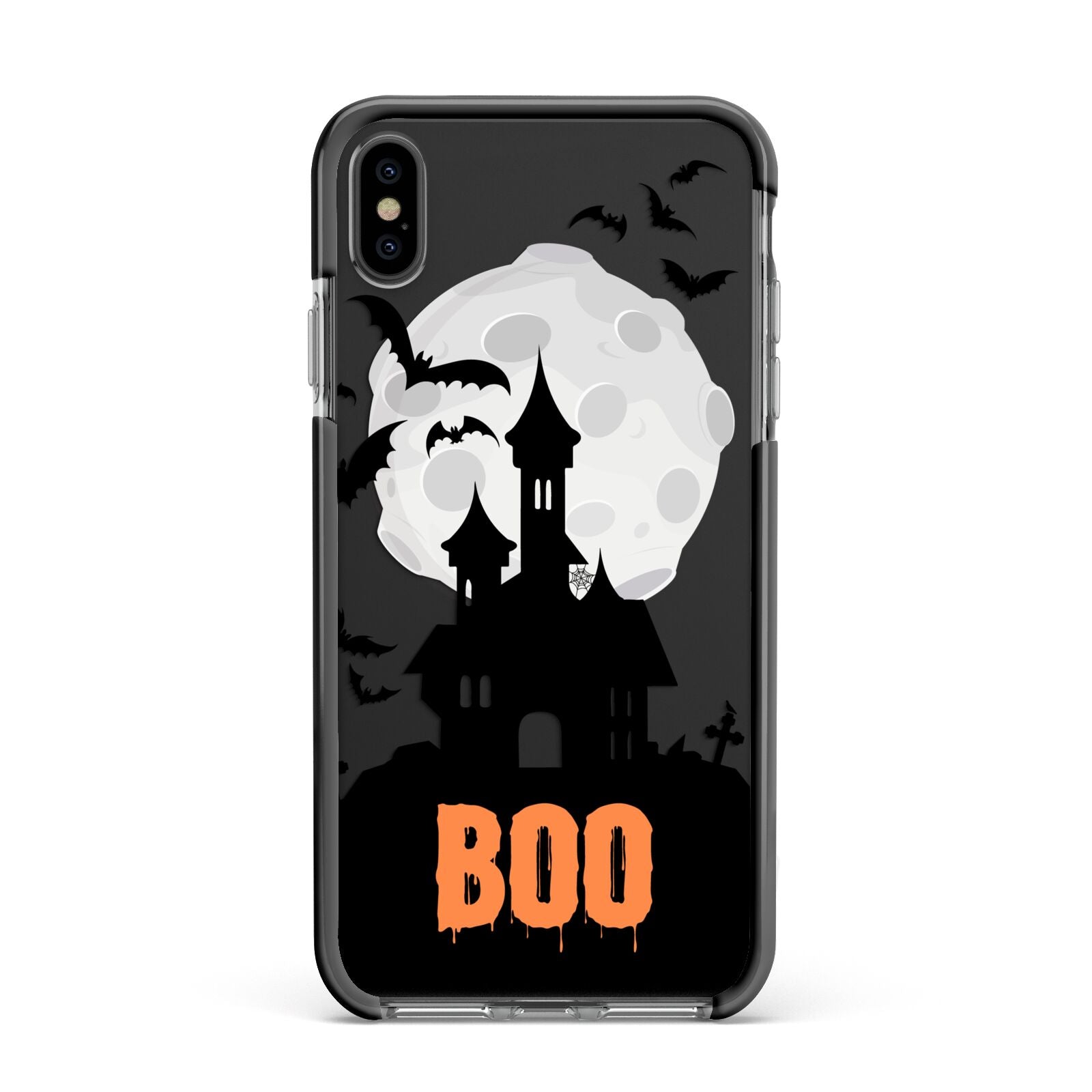 Boo Gothic Black Halloween Apple iPhone Xs Max Impact Case Black Edge on Black Phone