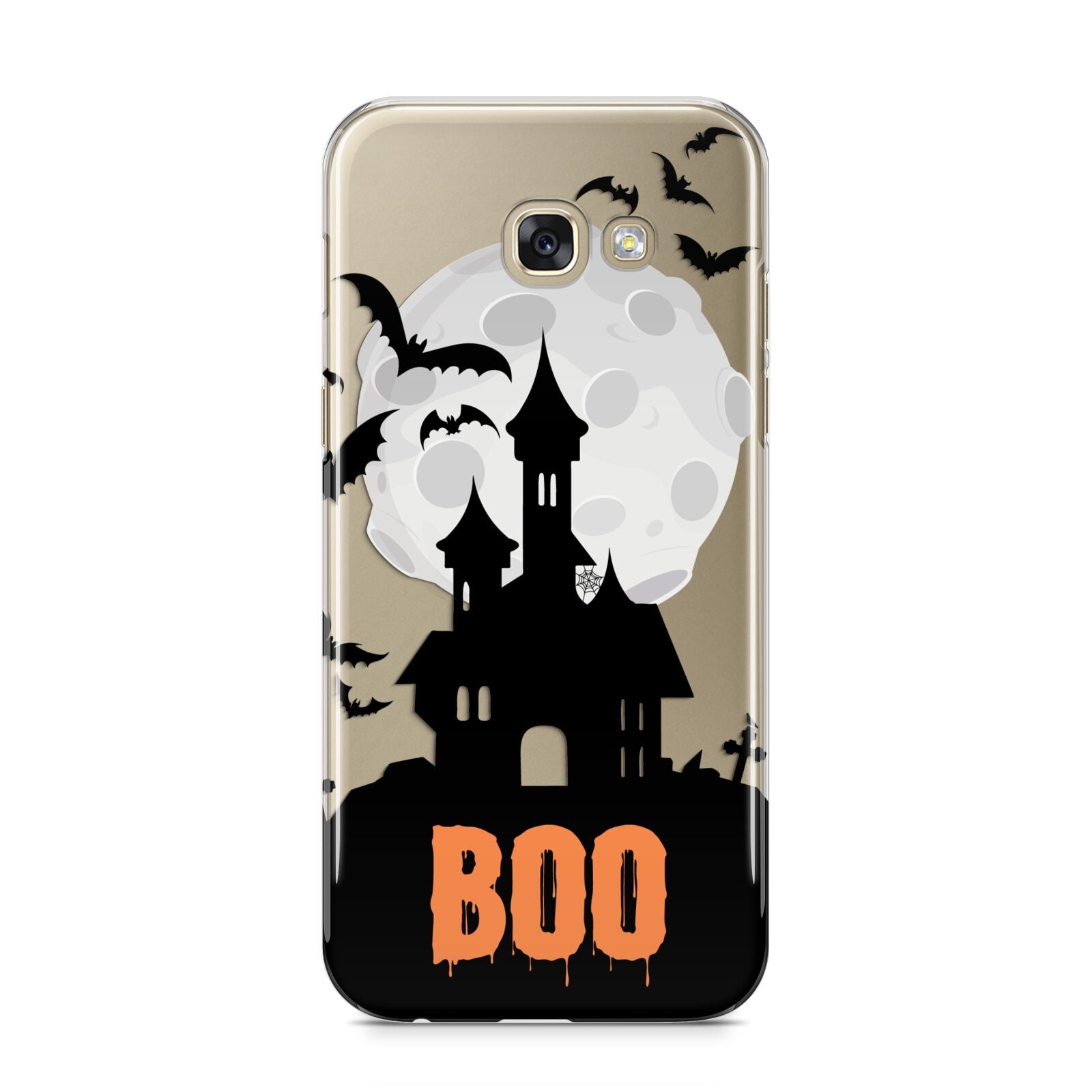 Boo Gothic Black Halloween Samsung Galaxy A5 2017 Case on gold phone