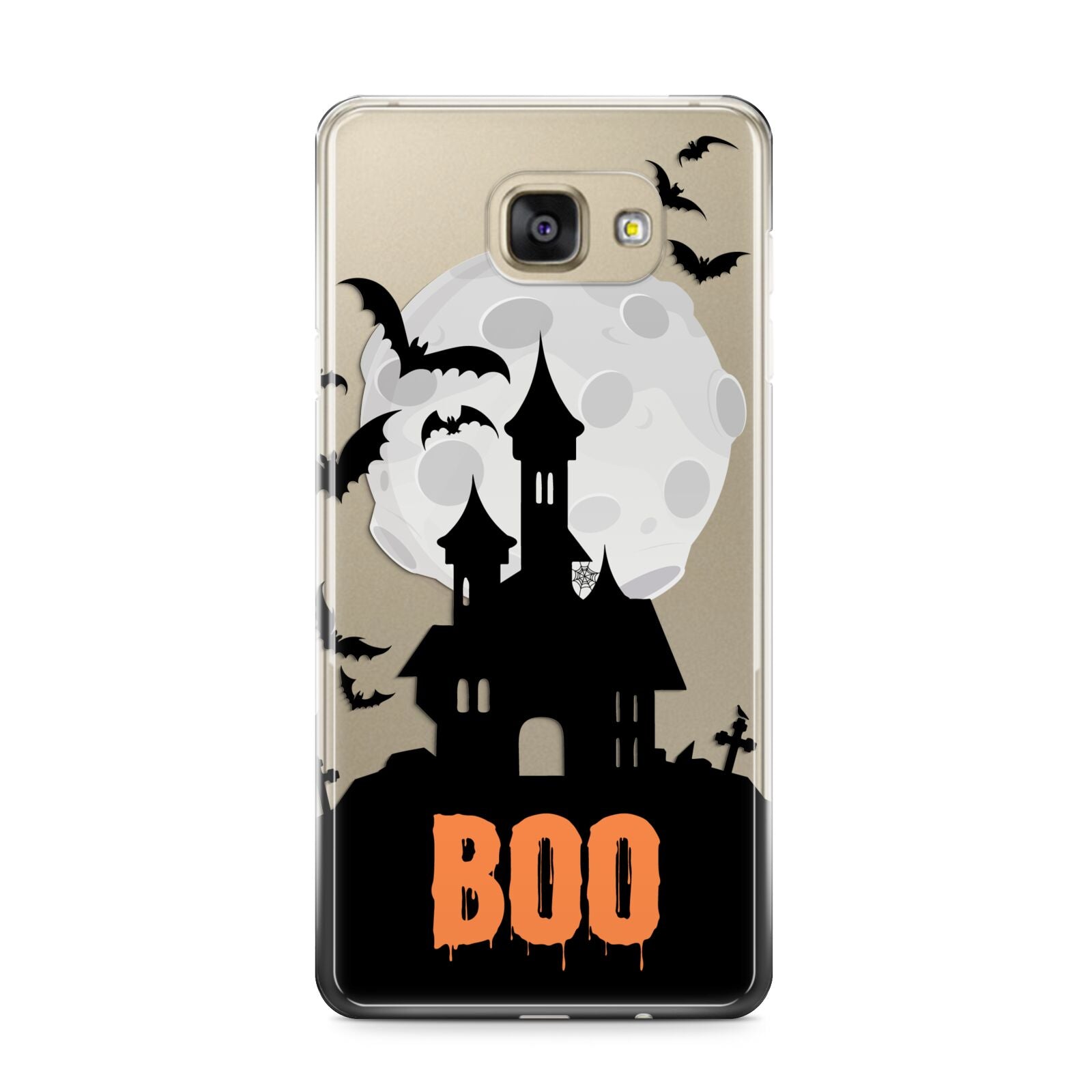 Boo Gothic Black Halloween Samsung Galaxy A9 2016 Case on gold phone