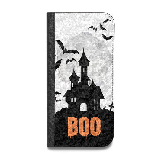 Boo Gothic Black Halloween Vegan Leather Flip iPhone Case