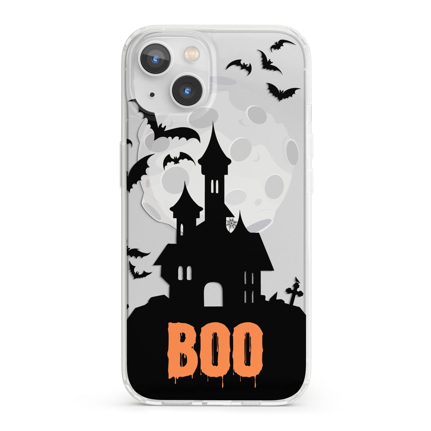 Boo Gothic Black Halloween iPhone 13 Clear Bumper Case