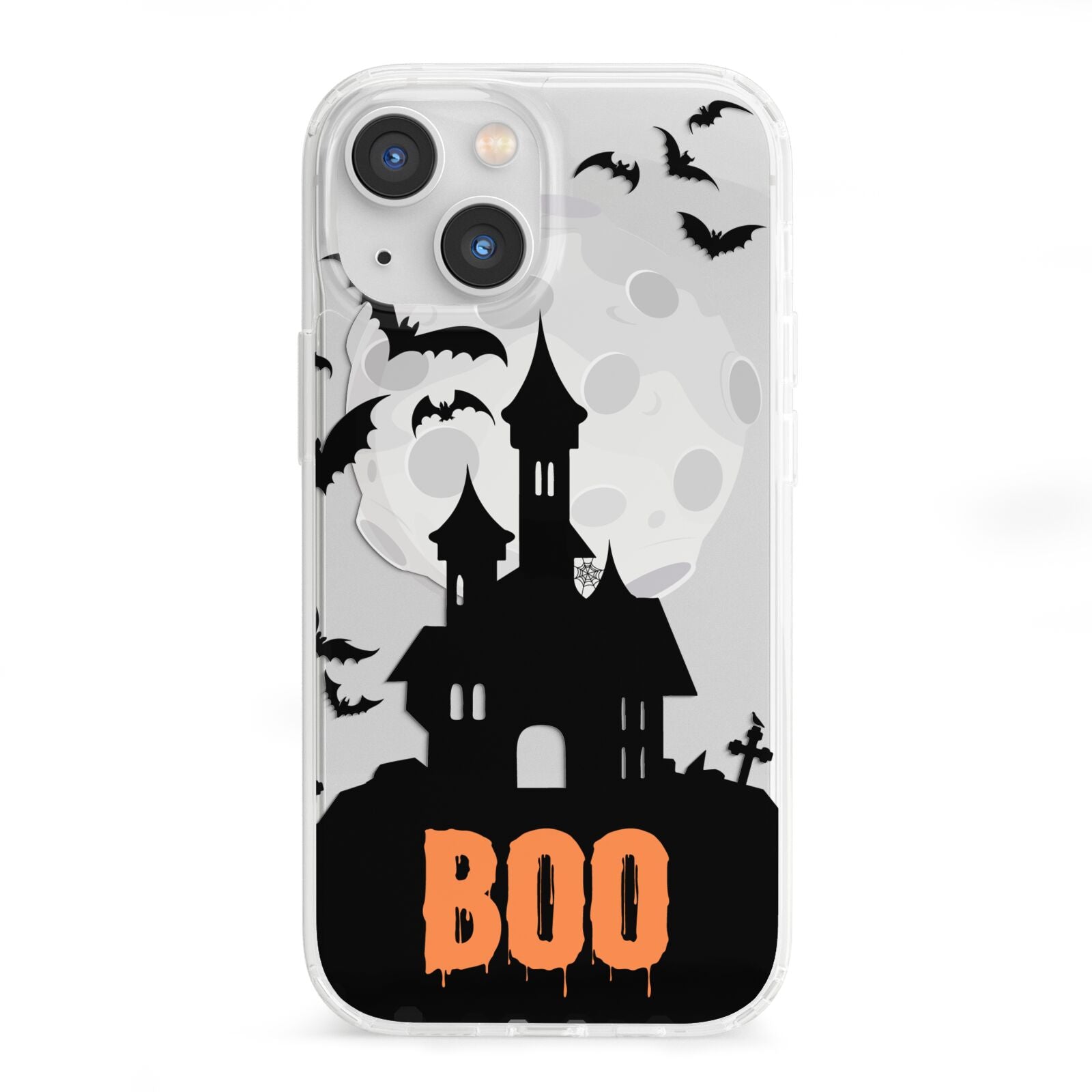 Boo Gothic Black Halloween iPhone 13 Mini Clear Bumper Case