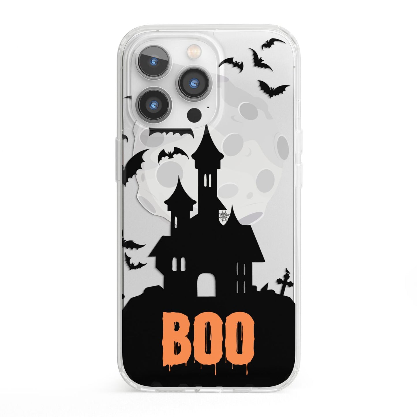 Boo Gothic Black Halloween iPhone 13 Pro Clear Bumper Case