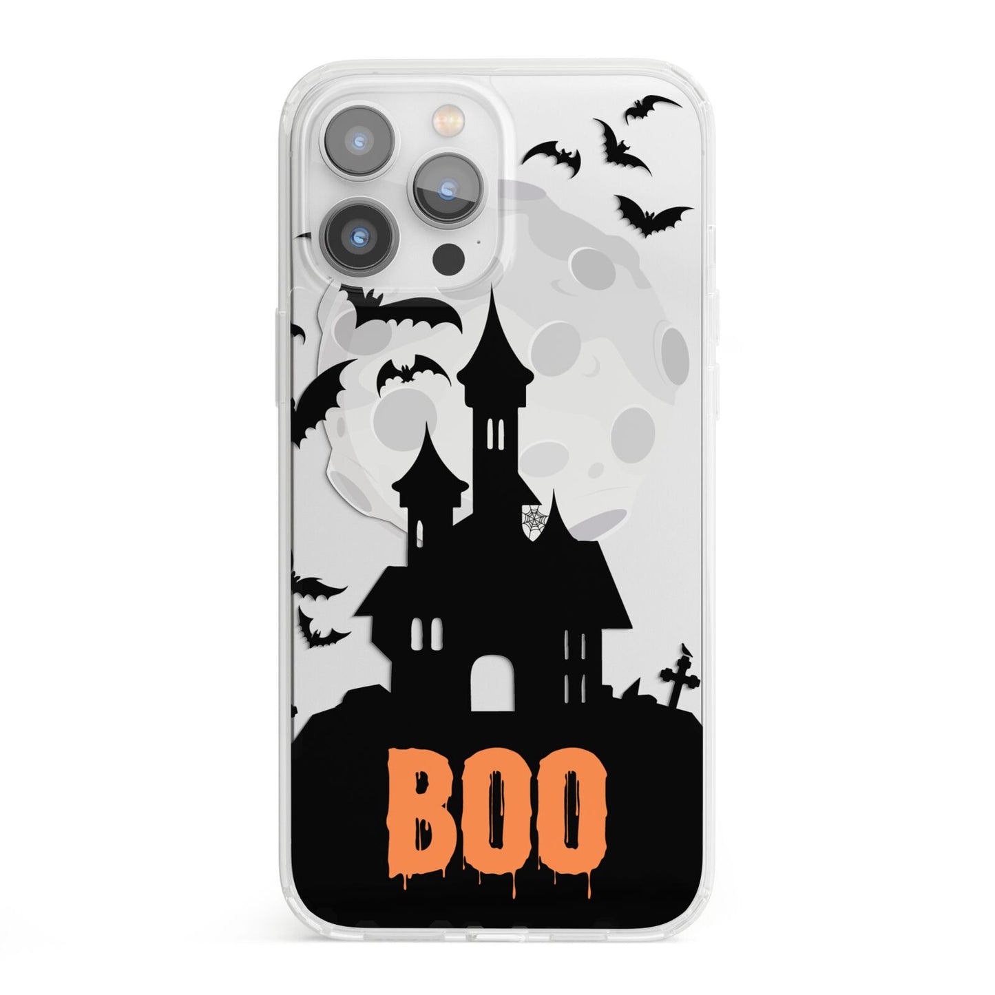 Boo Gothic Black Halloween iPhone 13 Pro Max Clear Bumper Case