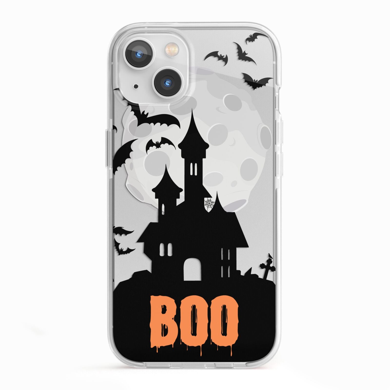 Boo Gothic Black Halloween iPhone 13 TPU Impact Case with White Edges