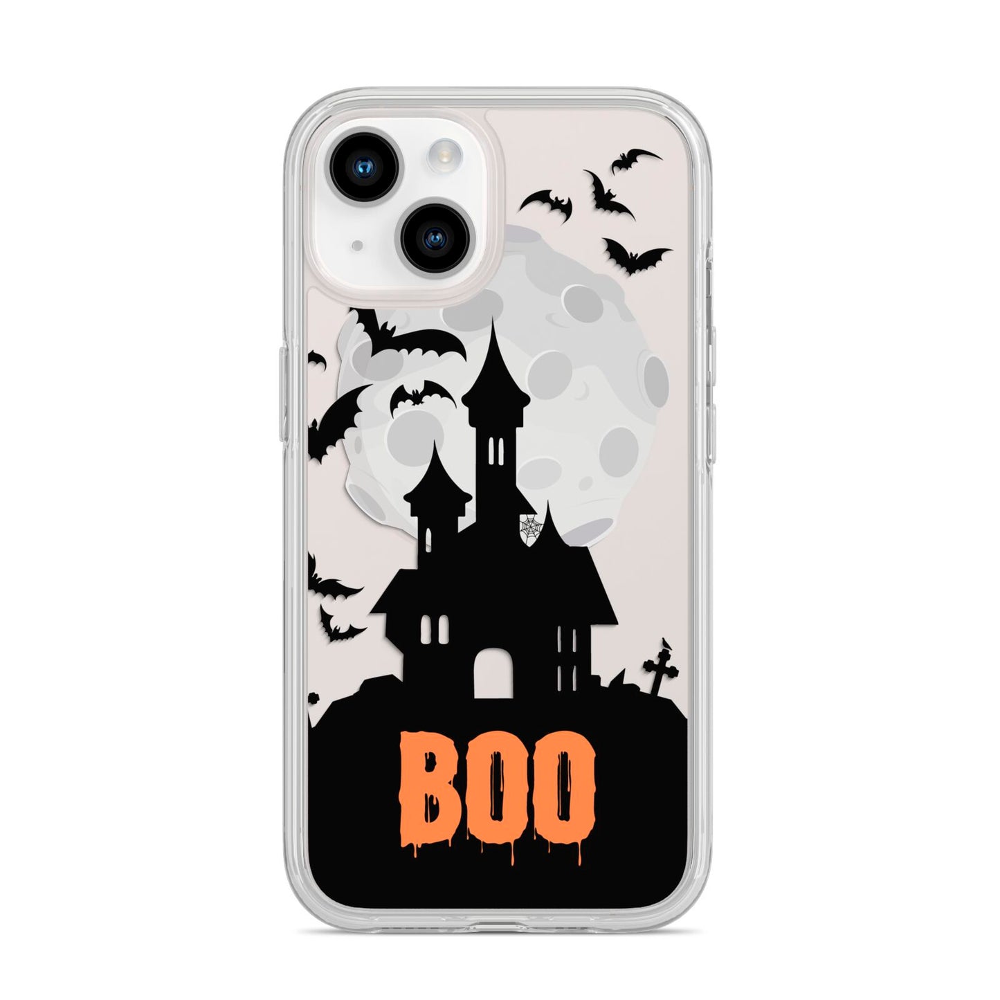 Boo Gothic Black Halloween iPhone 14 Clear Tough Case Starlight