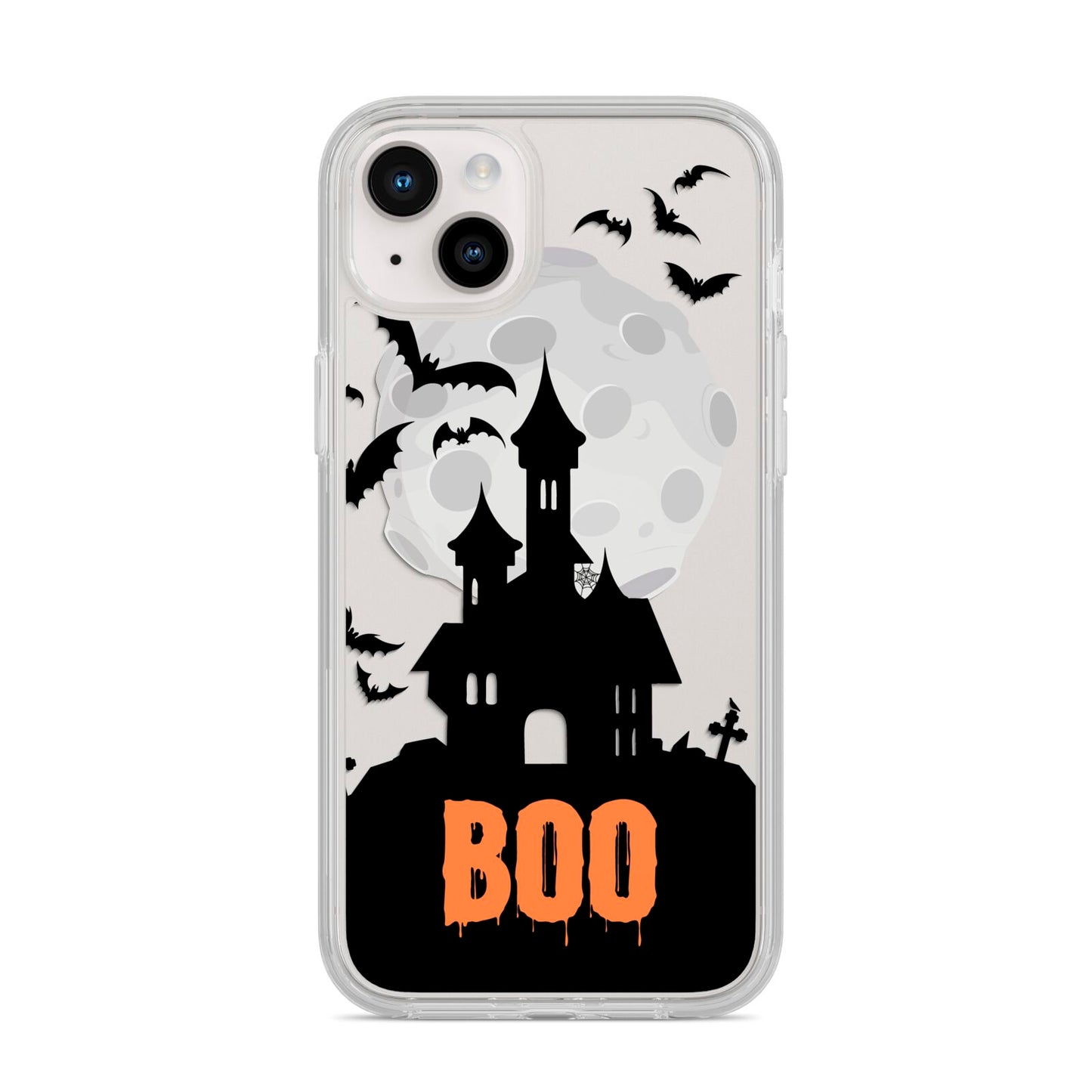 Boo Gothic Black Halloween iPhone 14 Plus Clear Tough Case Starlight