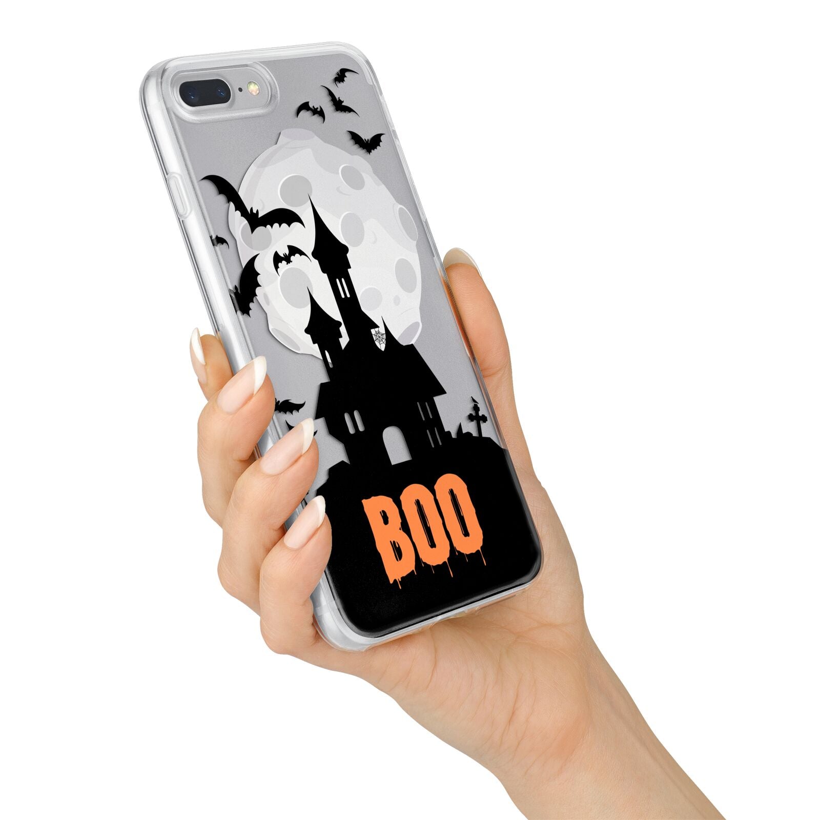 Boo Gothic Black Halloween iPhone 7 Plus Bumper Case on Silver iPhone Alternative Image