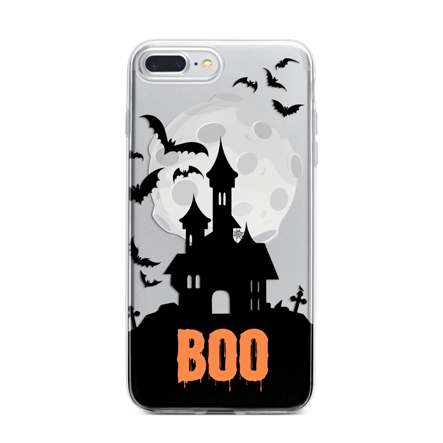 Boo Gothic Black Halloween iPhone 7 Plus Bumper Case on Silver iPhone