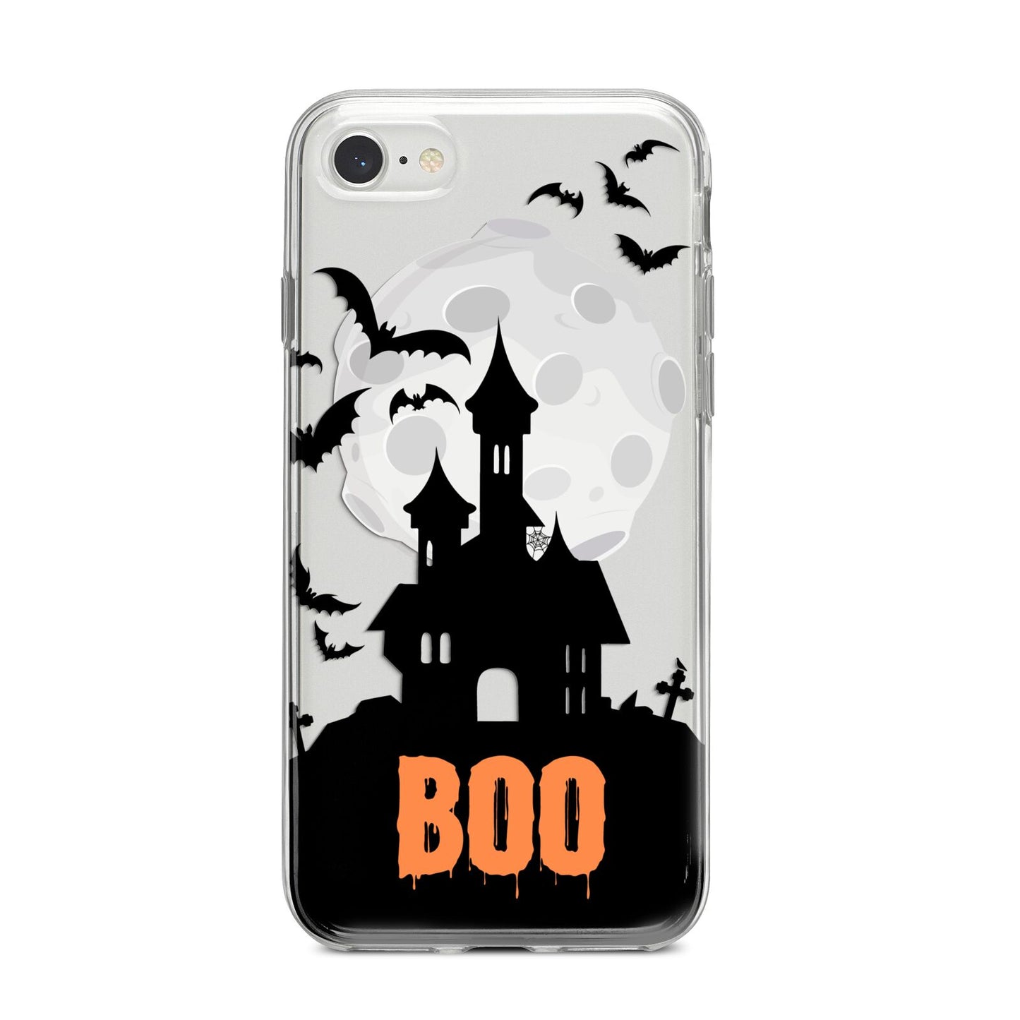 Boo Gothic Black Halloween iPhone 8 Bumper Case on Silver iPhone