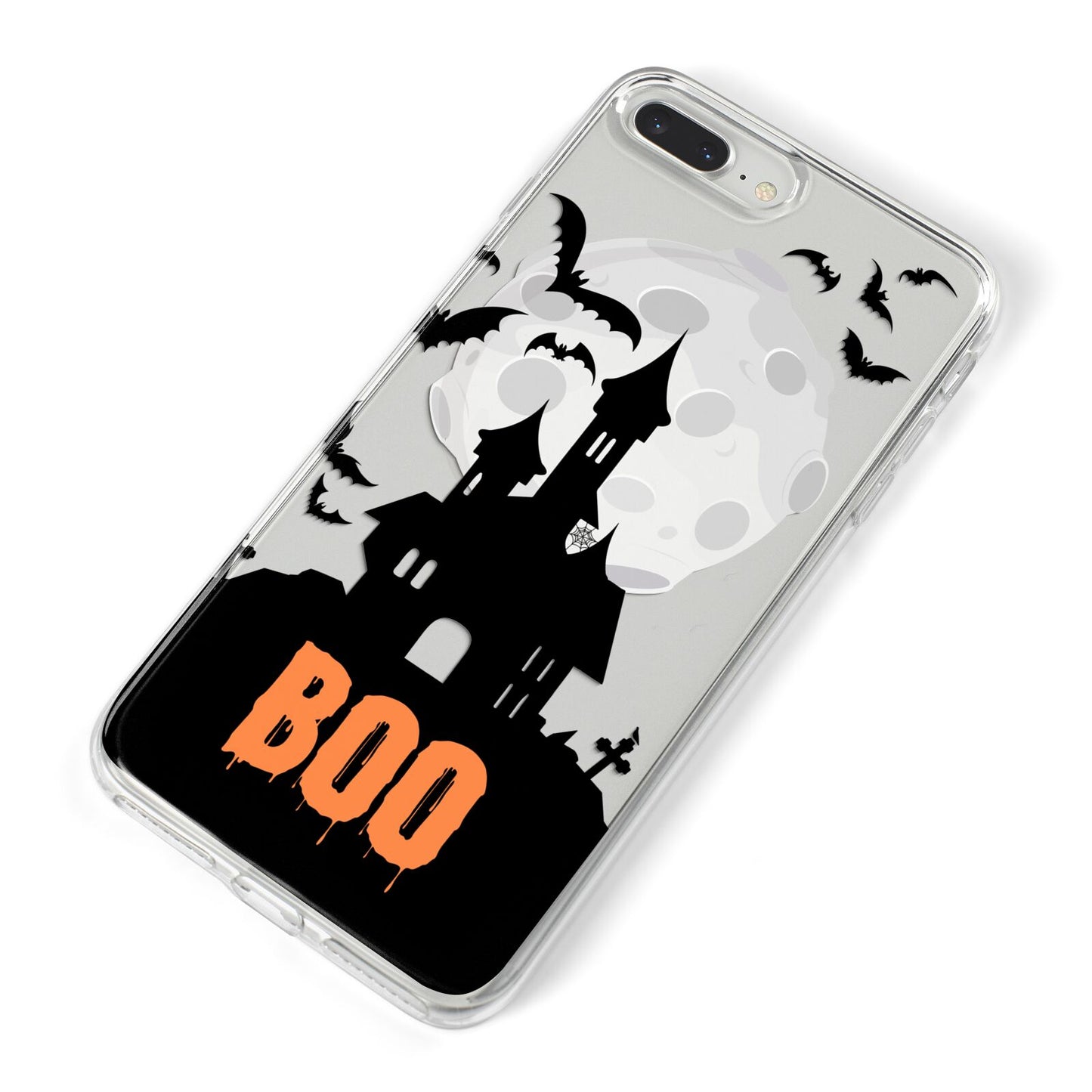 Boo Gothic Black Halloween iPhone 8 Plus Bumper Case on Silver iPhone Alternative Image