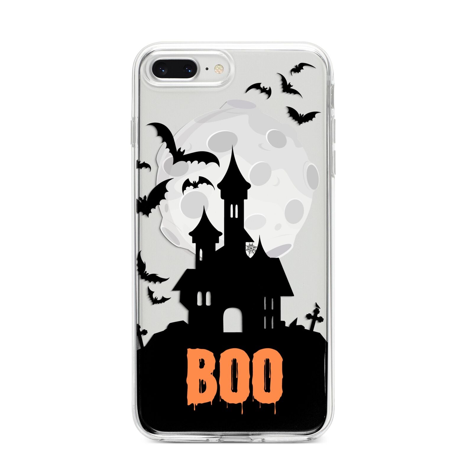 Boo Gothic Black Halloween iPhone 8 Plus Bumper Case on Silver iPhone