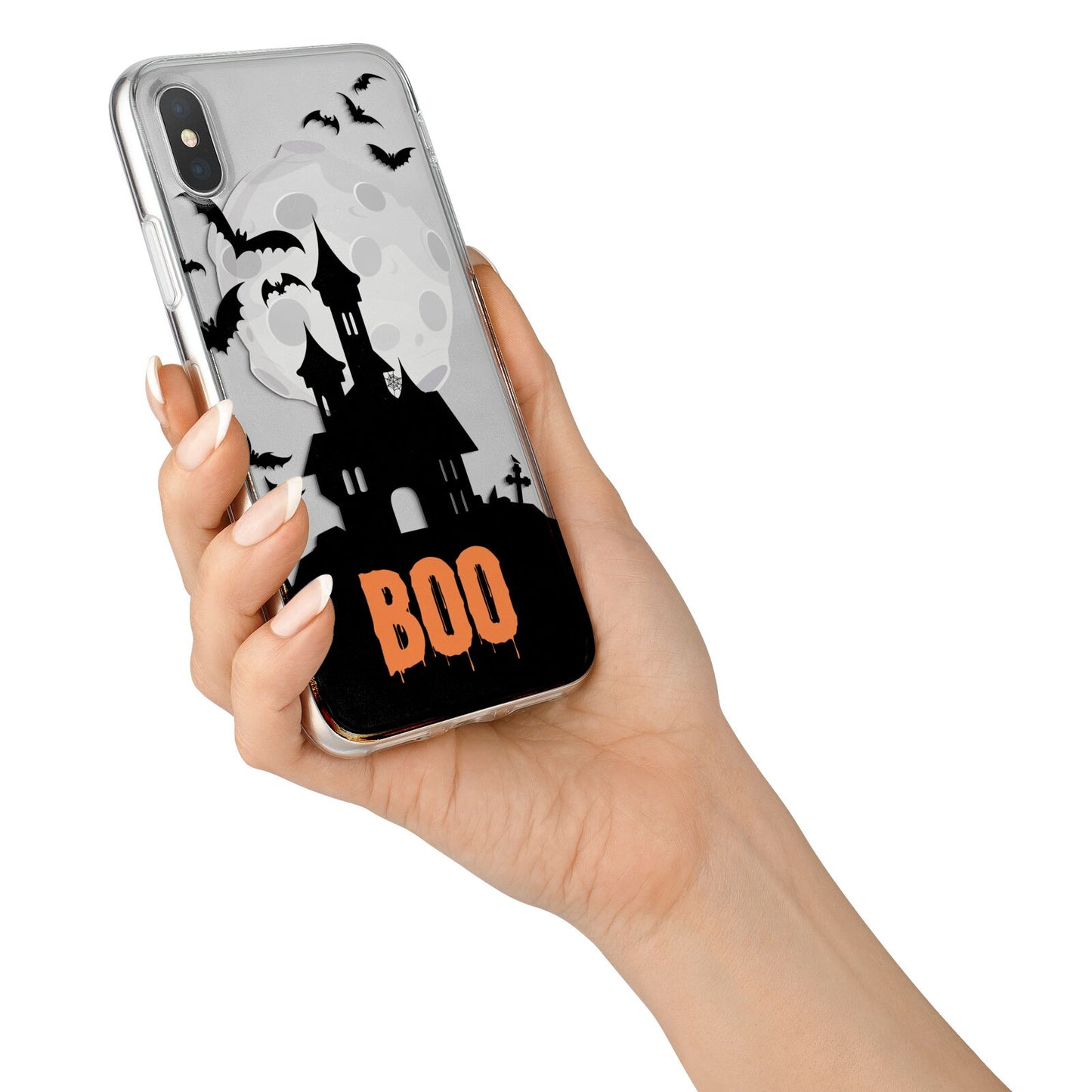 Boo Gothic Black Halloween iPhone X Bumper Case on Silver iPhone Alternative Image 2