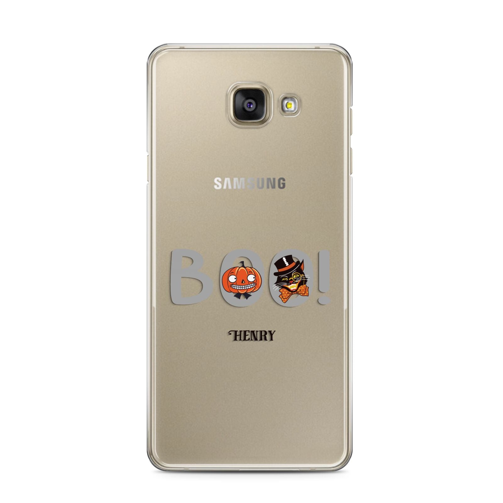 Boo Personalised Samsung Galaxy A3 2016 Case on gold phone