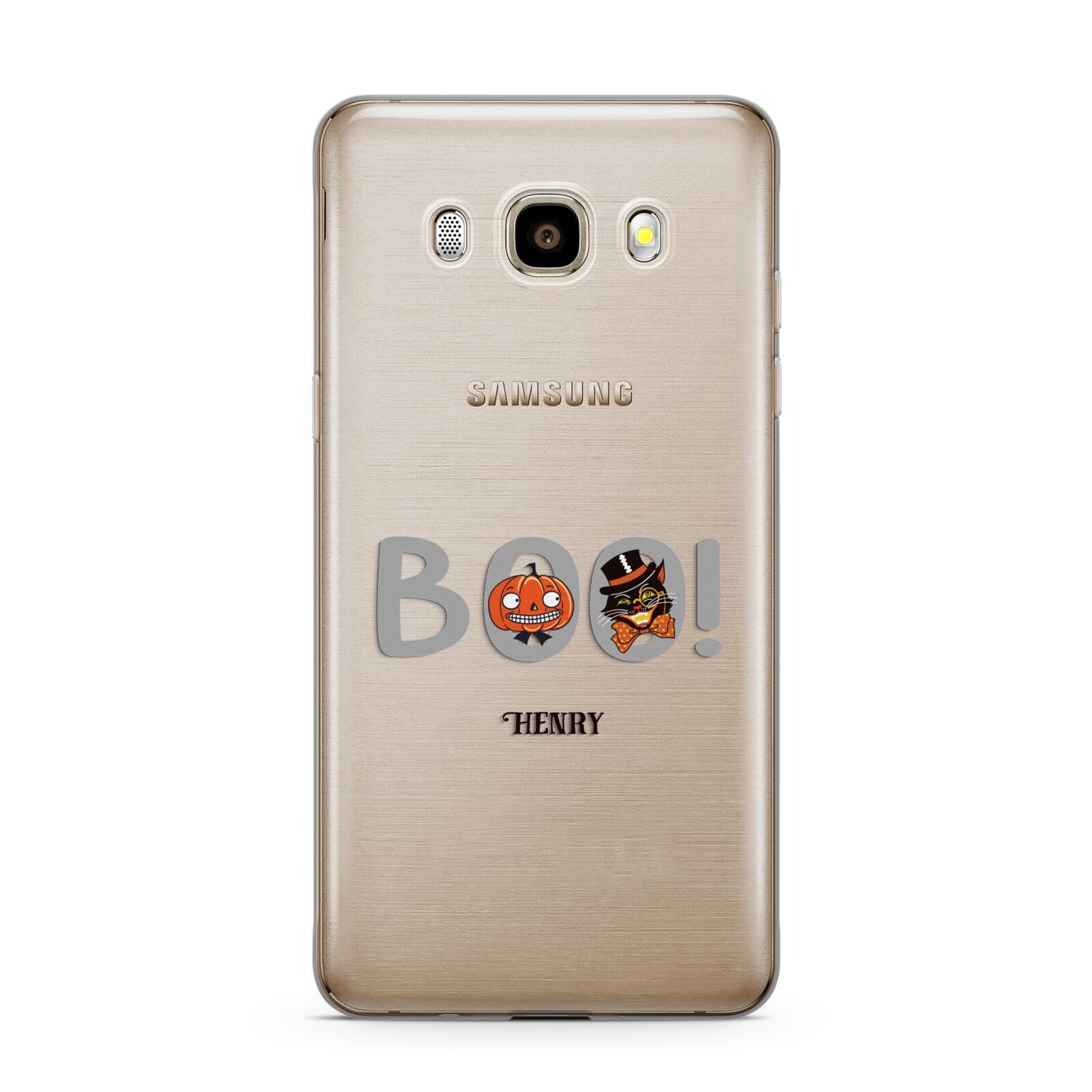 Boo Personalised Samsung Galaxy J7 2016 Case on gold phone