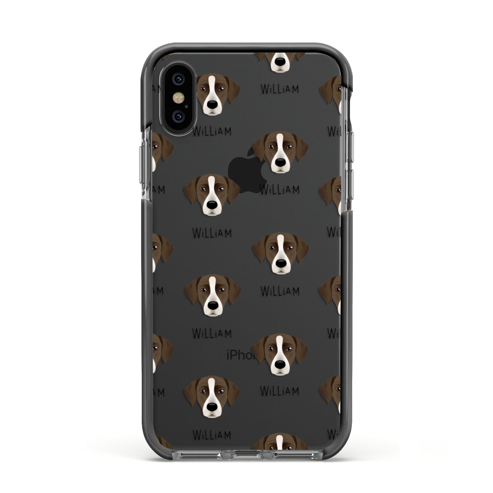 Borador Icon with Name Apple iPhone Xs Impact Case Black Edge on Black Phone