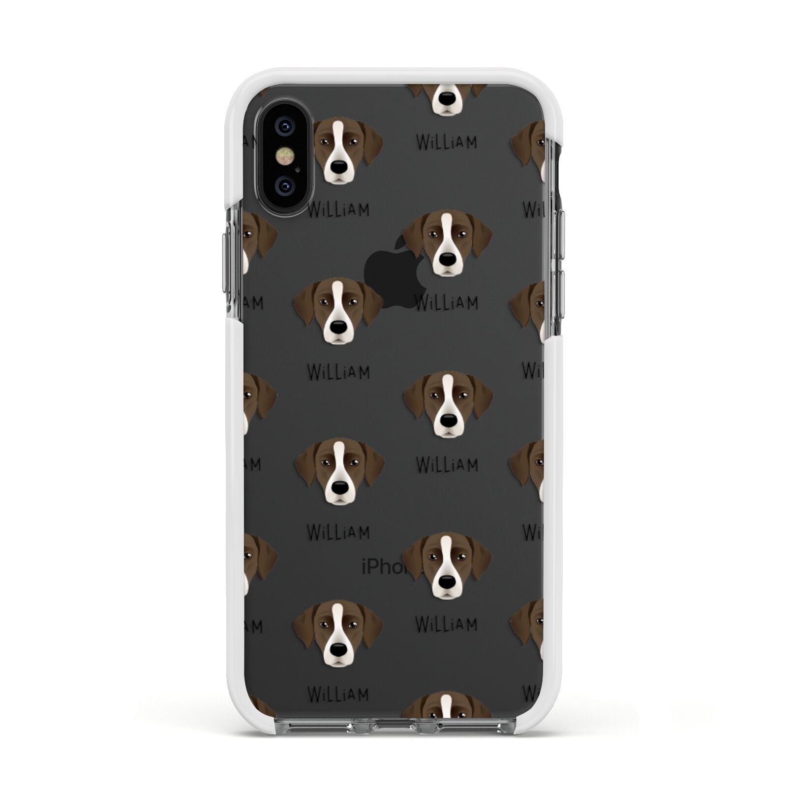 Borador Icon with Name Apple iPhone Xs Impact Case White Edge on Black Phone