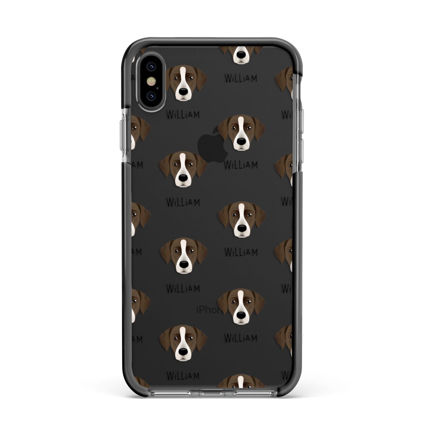 Borador Icon with Name Apple iPhone Xs Max Impact Case Black Edge on Black Phone