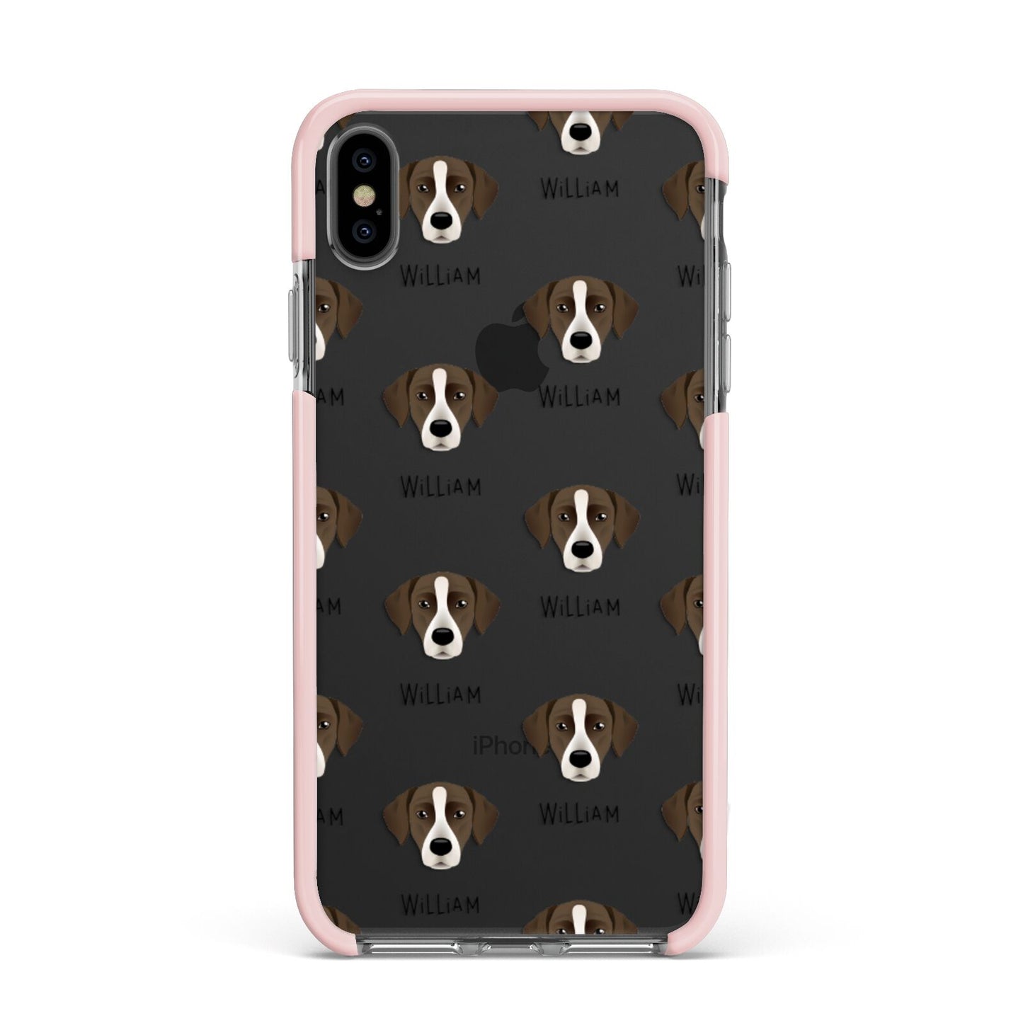 Borador Icon with Name Apple iPhone Xs Max Impact Case Pink Edge on Black Phone