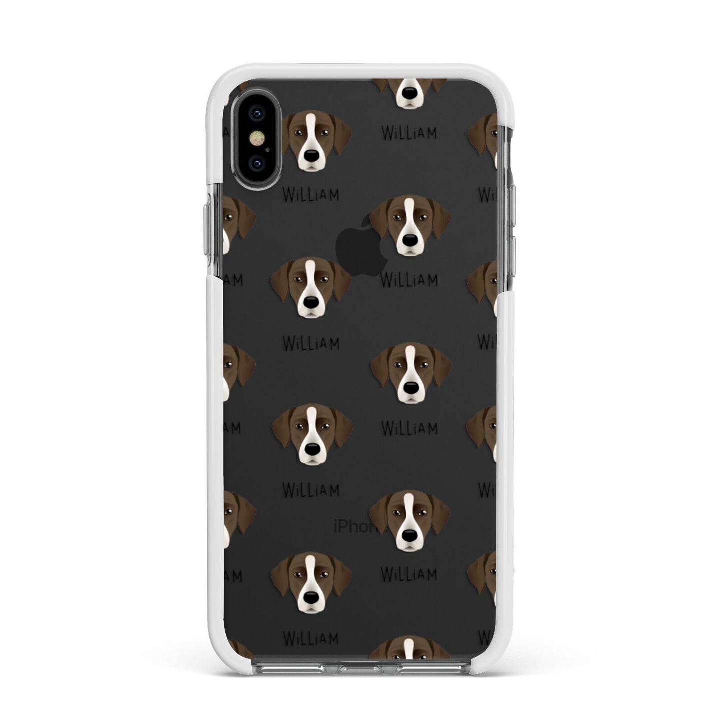 Borador Icon with Name Apple iPhone Xs Max Impact Case White Edge on Black Phone