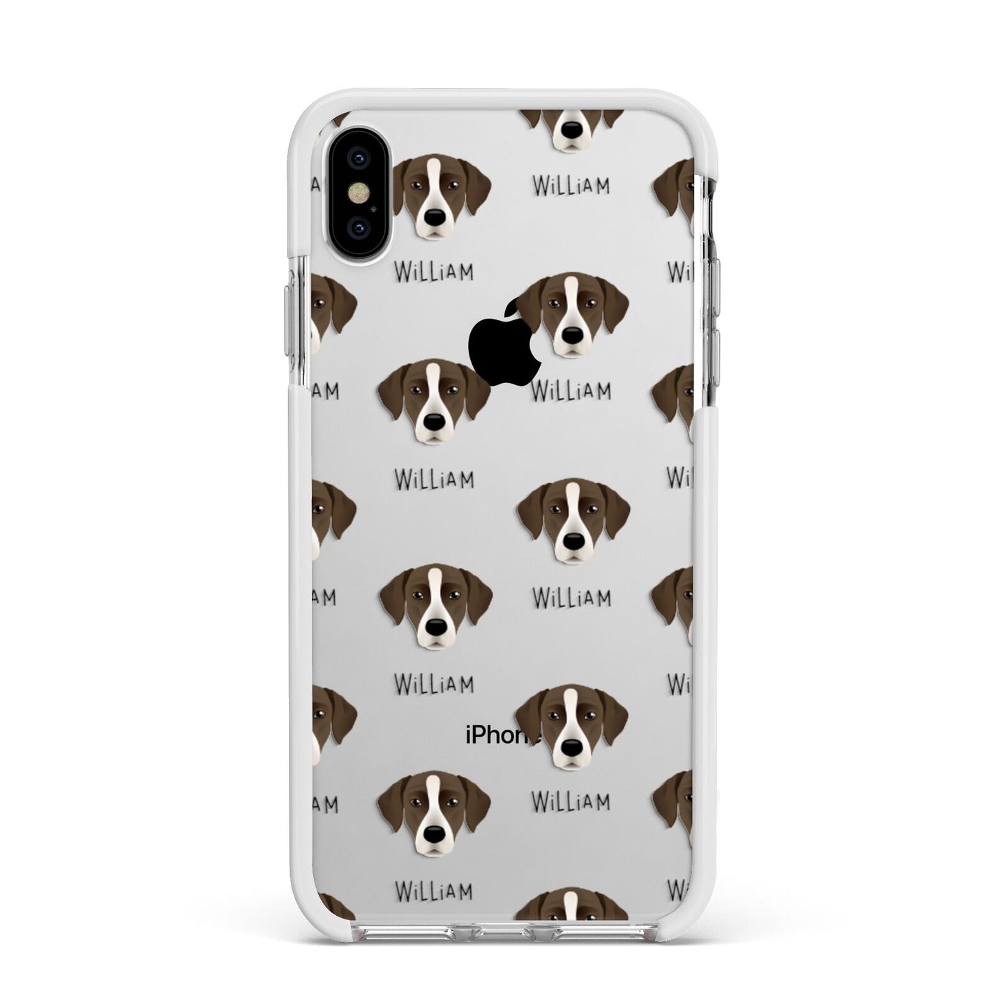 Borador Icon with Name Apple iPhone Xs Max Impact Case White Edge on Silver Phone