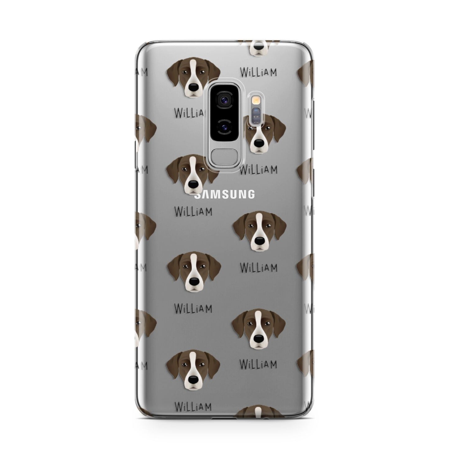 Borador Icon with Name Samsung Galaxy S9 Plus Case on Silver phone