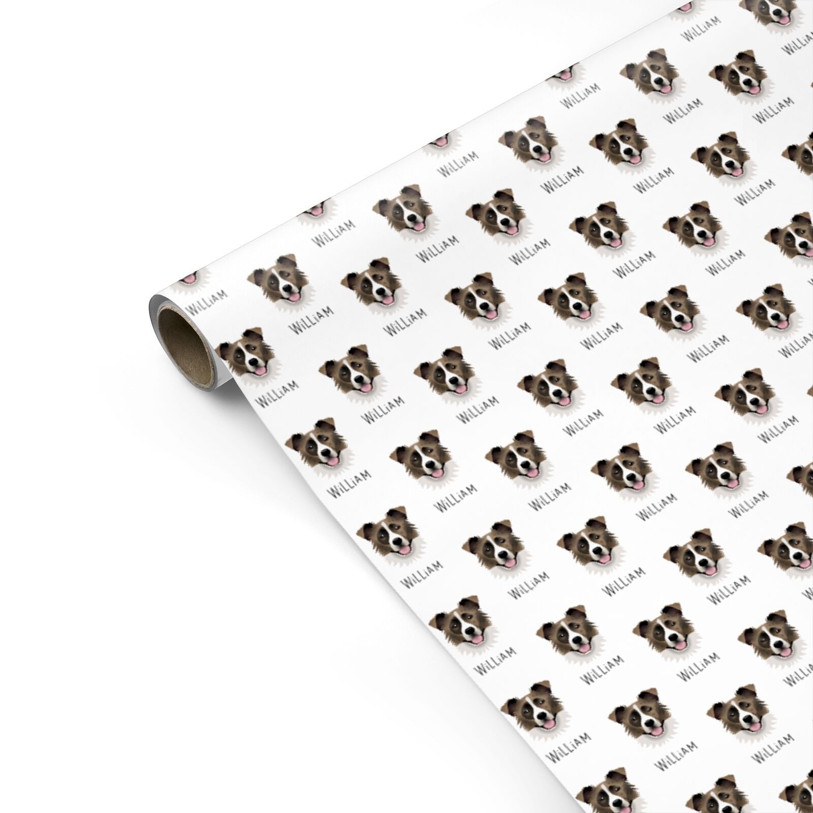 Border Collie Icon with Name Personalised Gift Wrap