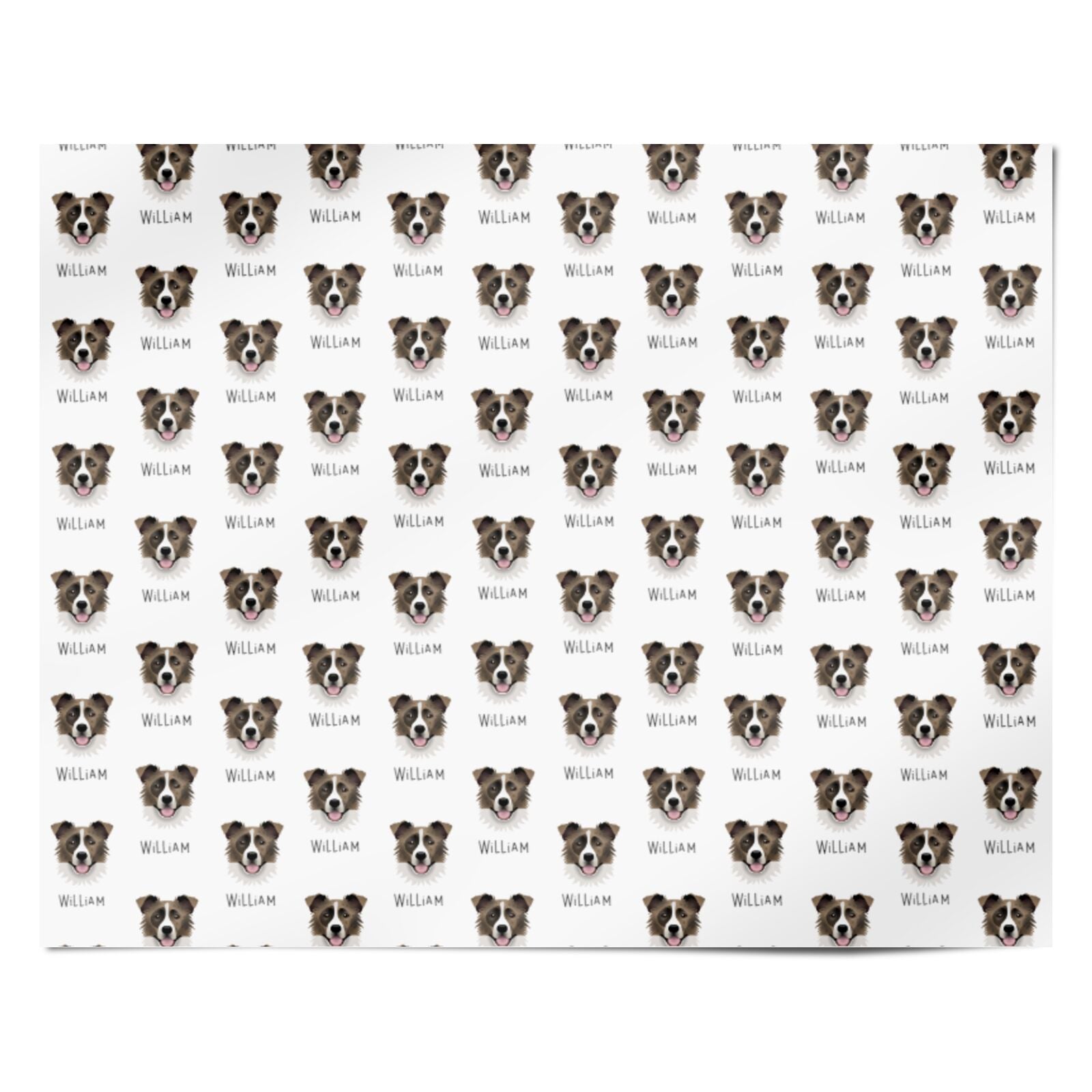Border Collie Icon with Name Personalised Wrapping Paper Alternative
