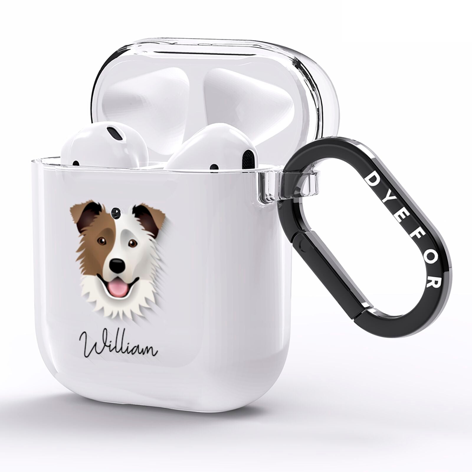 Border Collie Personalised AirPods Clear Case Side Image