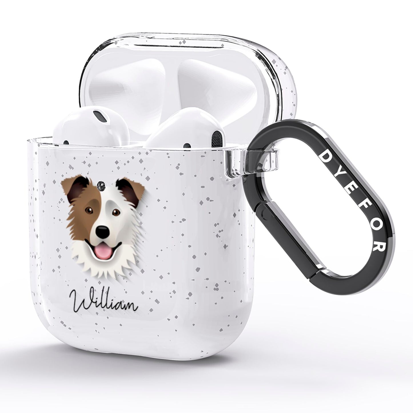 Border Collie Personalised AirPods Glitter Case Side Image