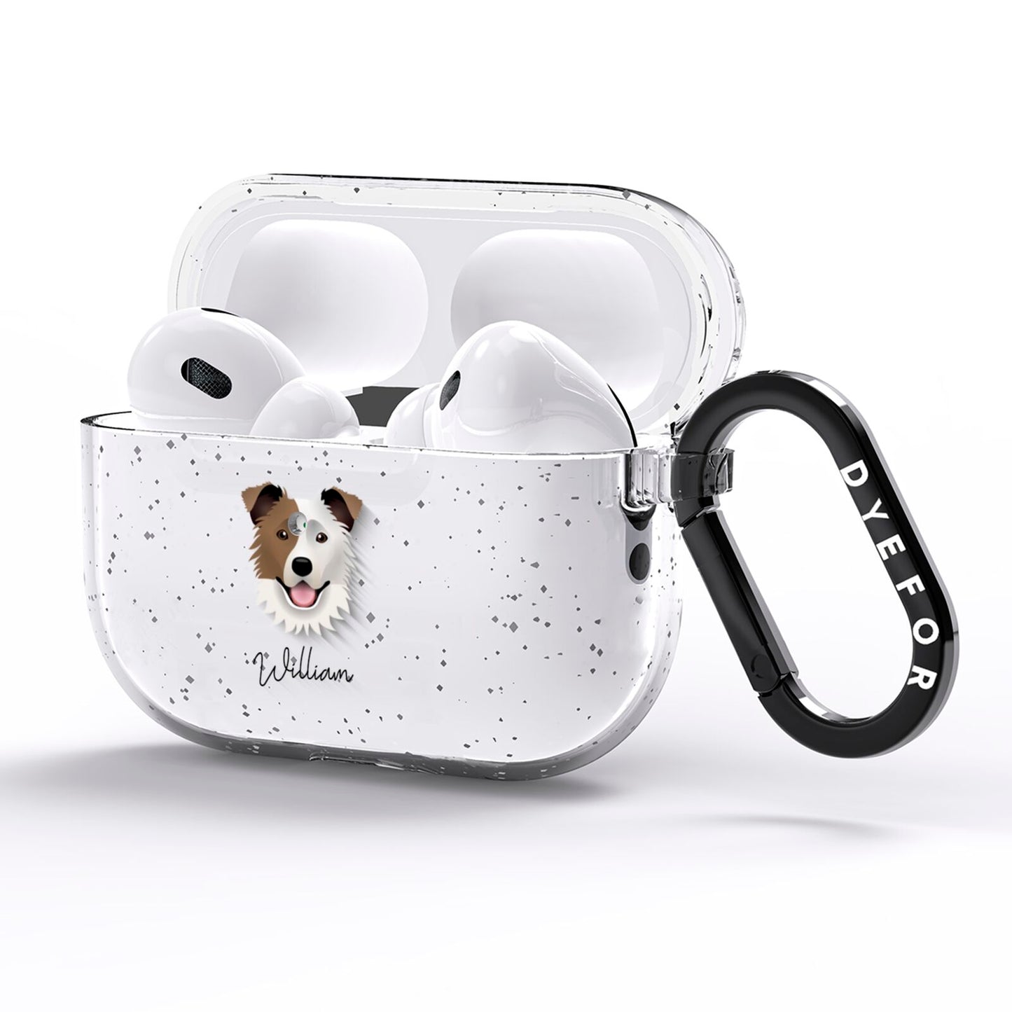 Border Collie Personalised AirPods Pro Glitter Case Side Image