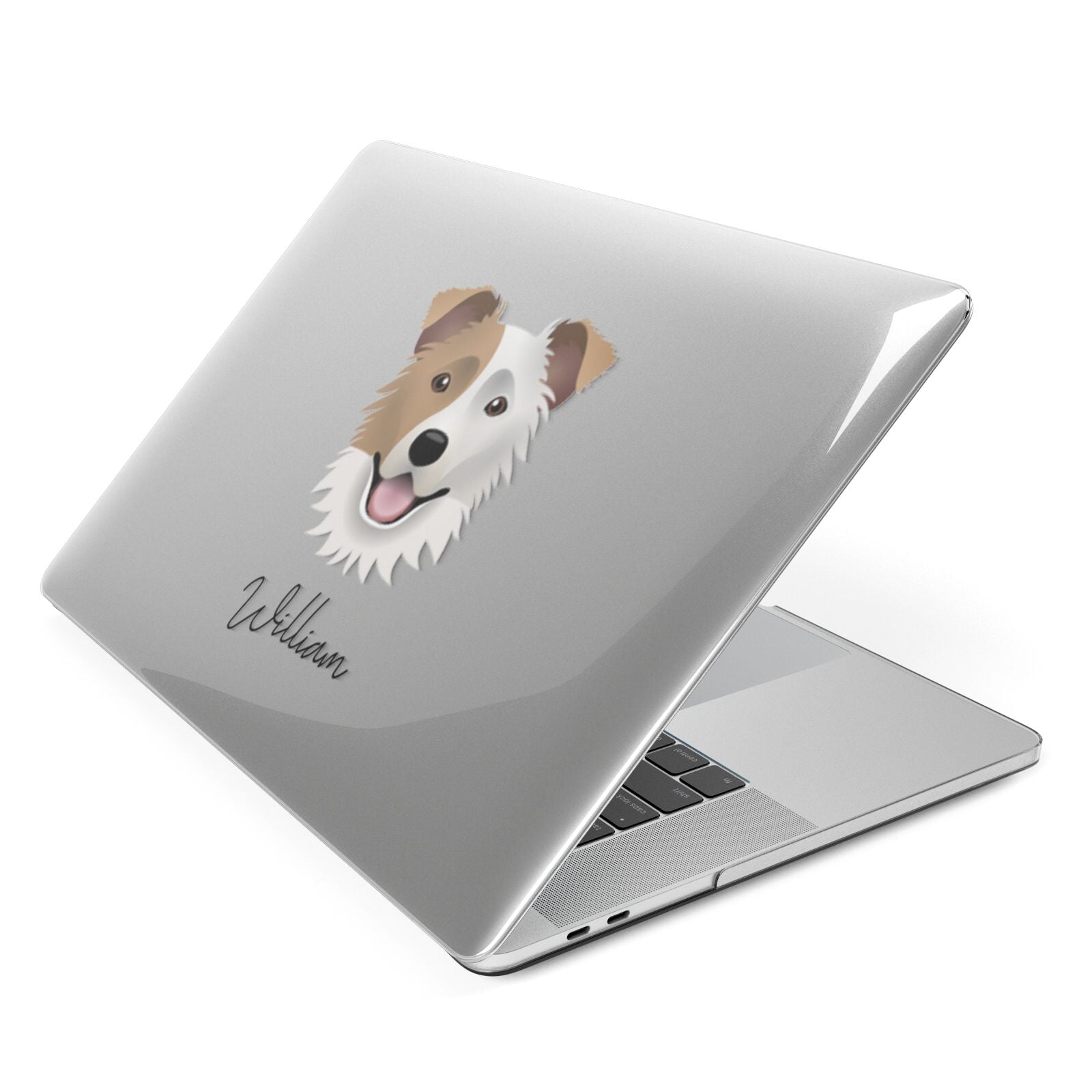 Border Collie Personalised Apple MacBook Case Side View