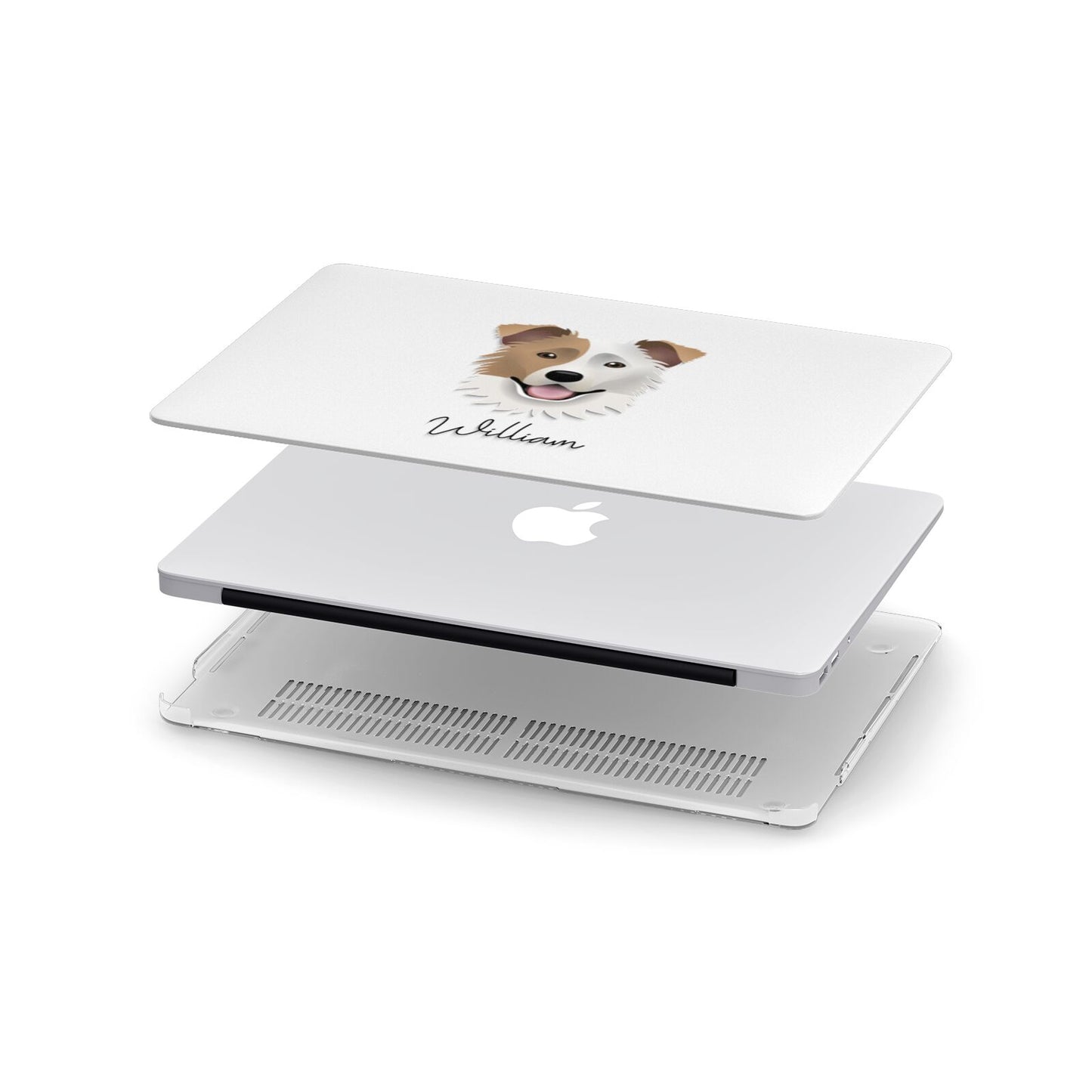 Border Collie Personalised Apple MacBook Case in Detail