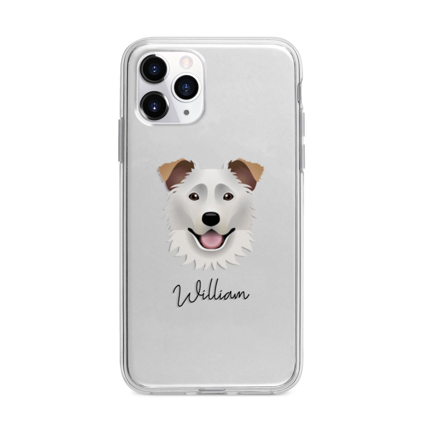 Border Collie Personalised Apple iPhone 11 Pro Max in Silver with Bumper Case