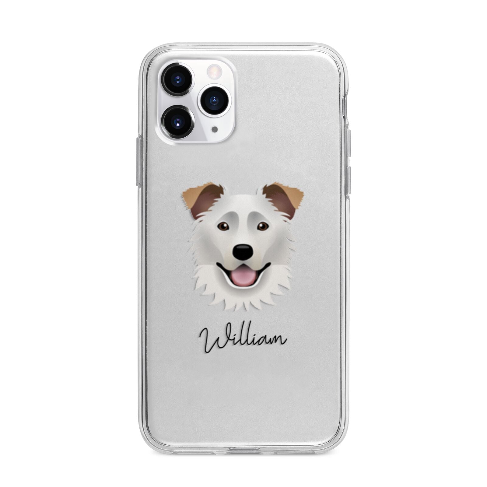 Border Collie Personalised Apple iPhone 11 Pro Max in Silver with Bumper Case