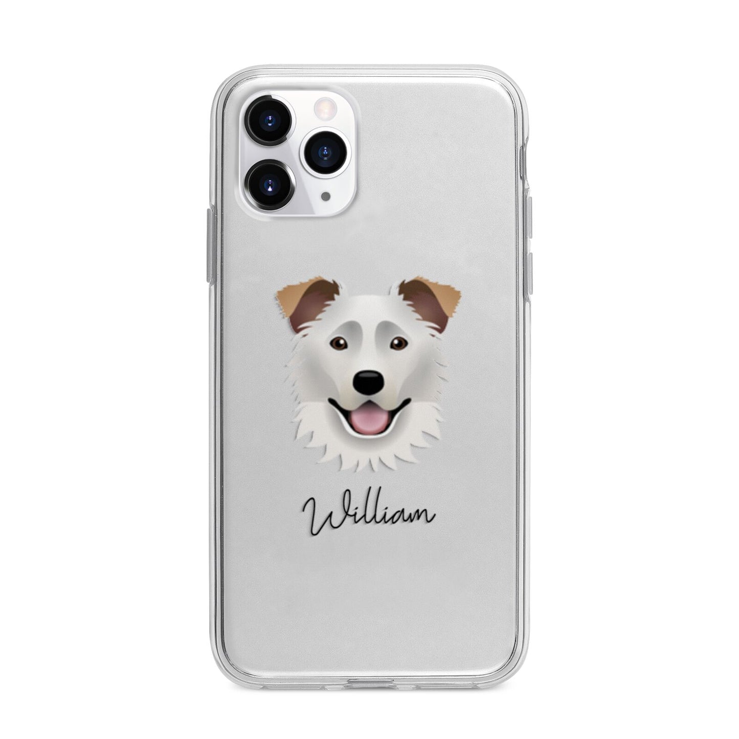 Border Collie Personalised Apple iPhone 11 Pro in Silver with Bumper Case