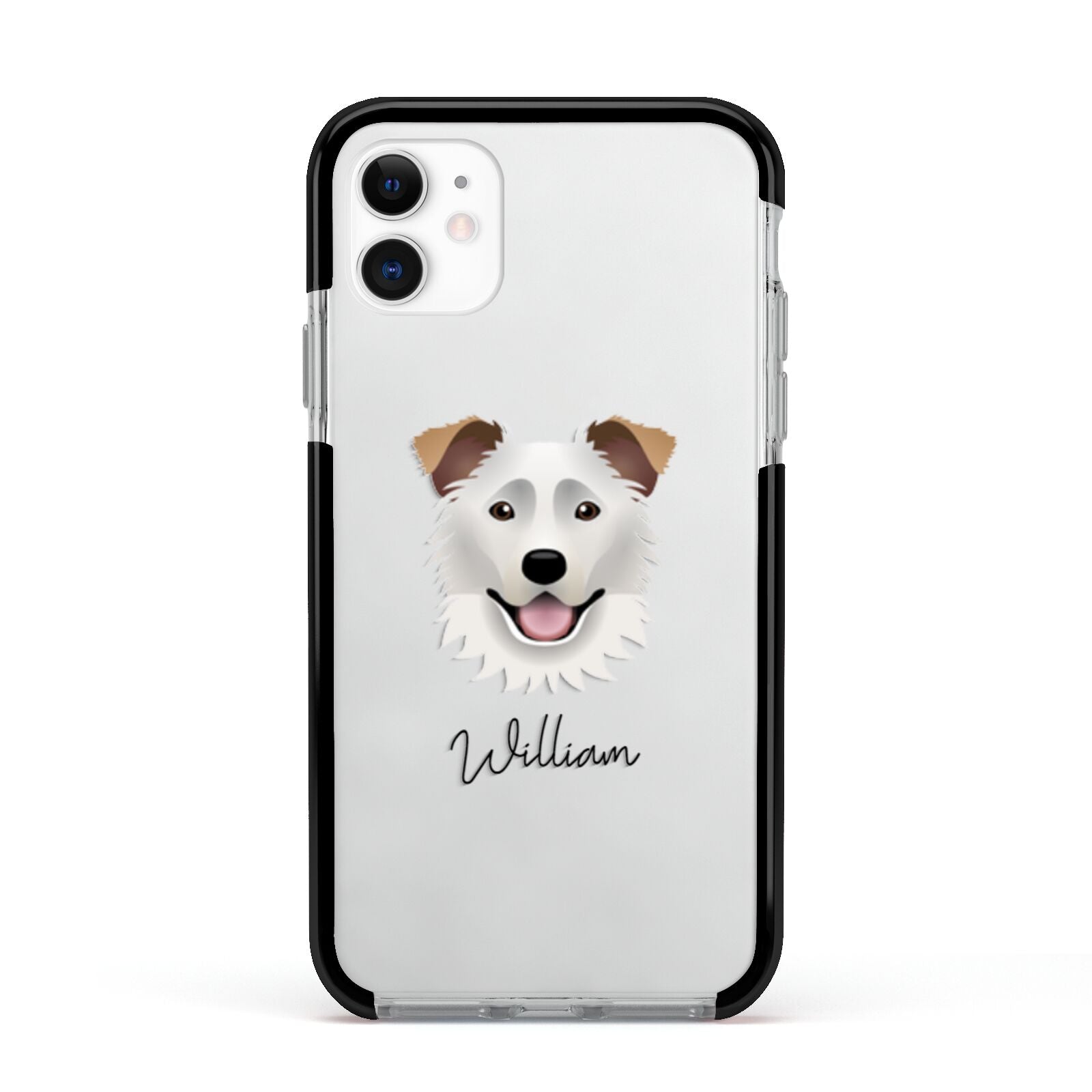 Border Collie Personalised Apple iPhone 11 in White with Black Impact Case