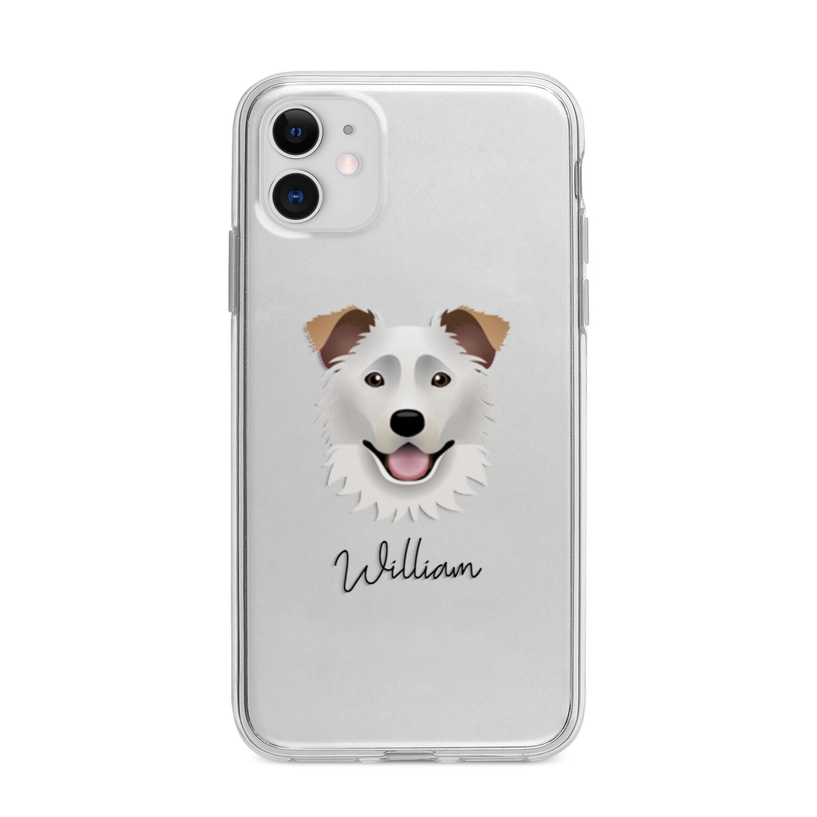 Border Collie Personalised Apple iPhone 11 in White with Bumper Case