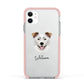 Border Collie Personalised Apple iPhone 11 in White with Pink Impact Case